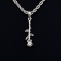 Hanging Rose Pendant in White Gold