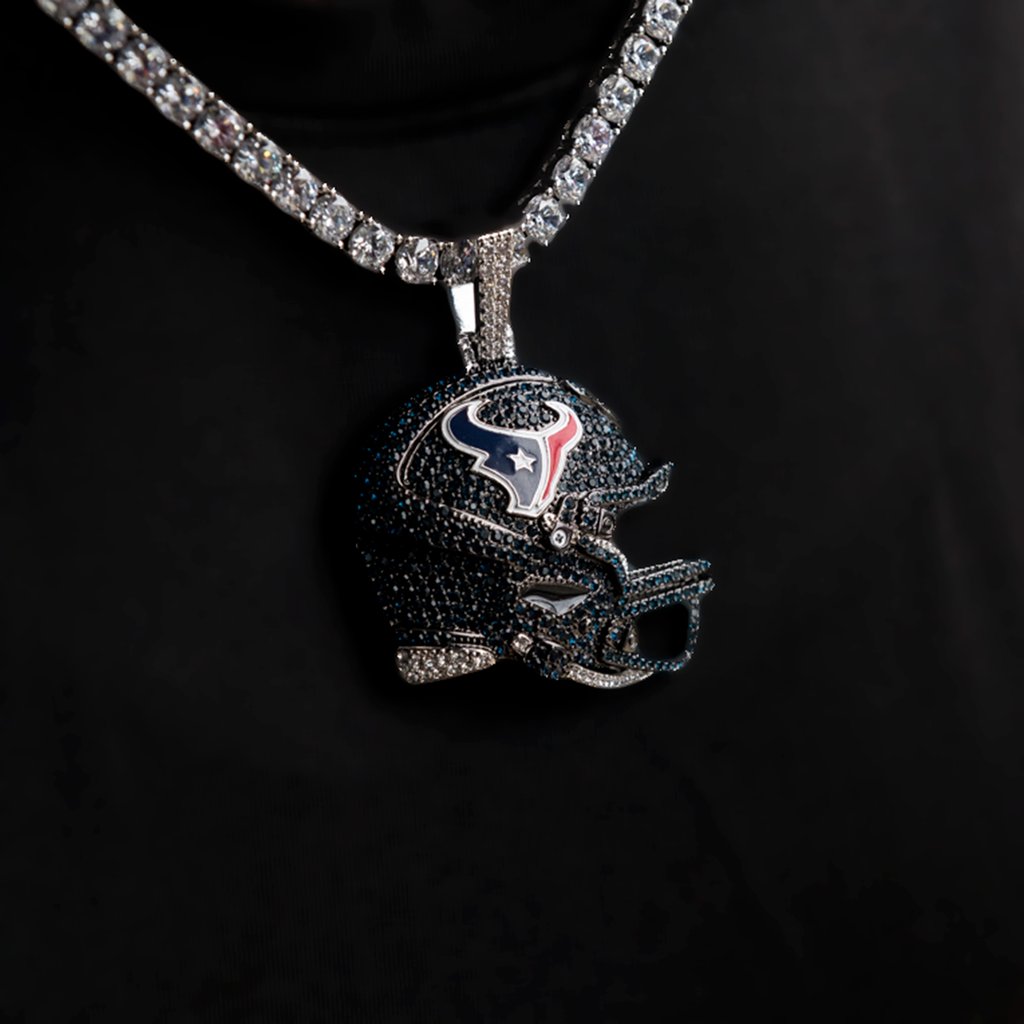 2025 Houston Texans Team Helmet Pendant - White Gold