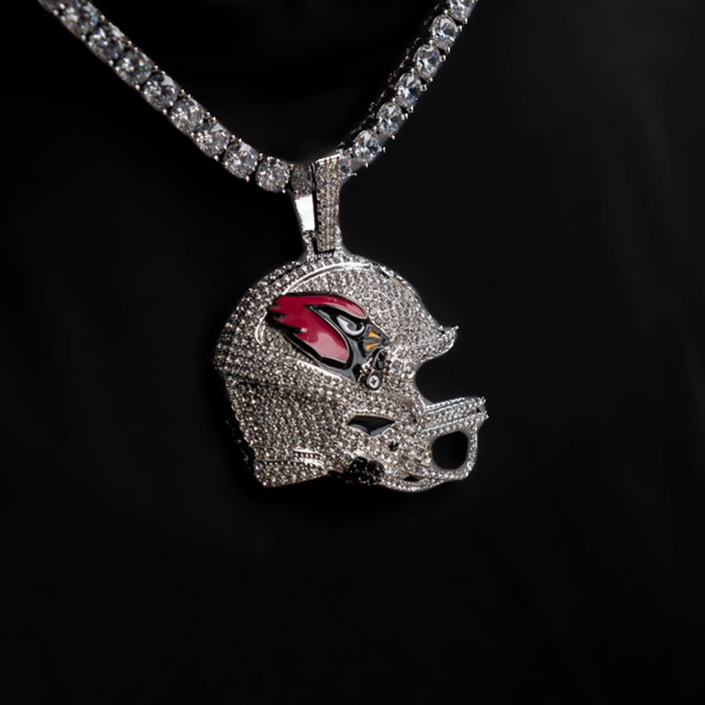 2025 Arizona Cardinals Team Helmet Pendant - White Gold