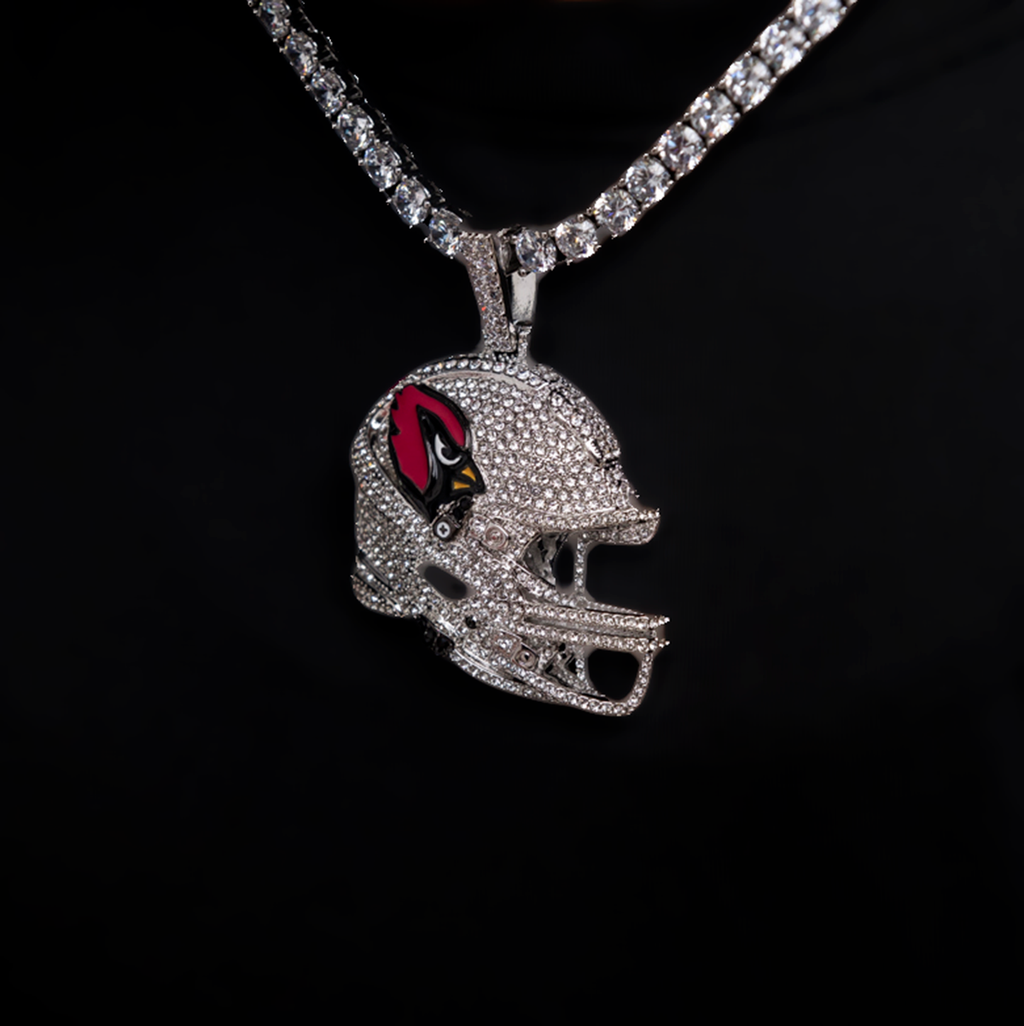 2025 Arizona Cardinals Team Helmet Pendant - White Gold