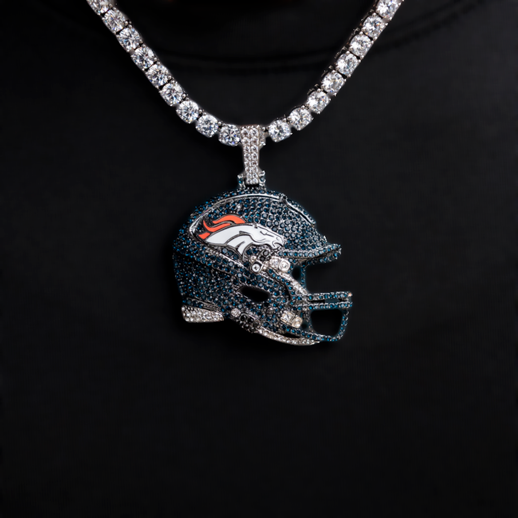 2025 Denver Broncos Team Helmet Pendant - White Gold