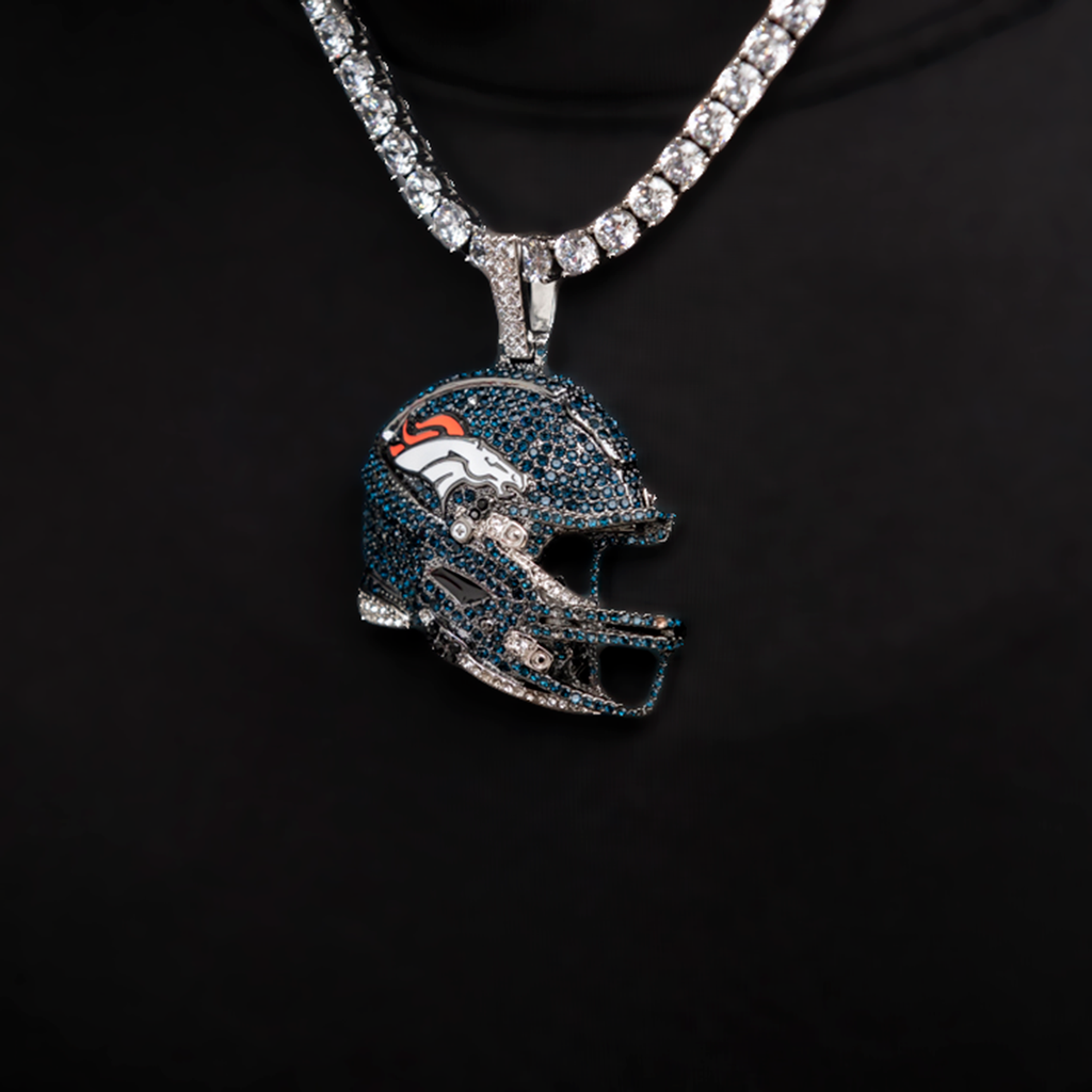 2025 Denver Broncos Team Helmet Pendant - White Gold