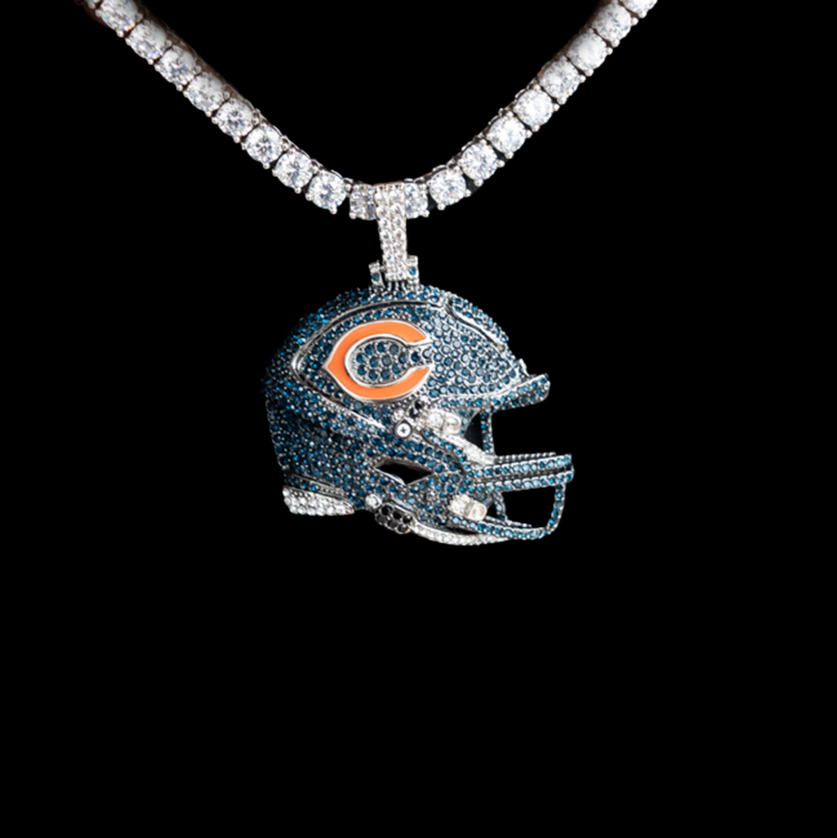 2025 Chicago Bears Team Helmet Pendant - White Gold
