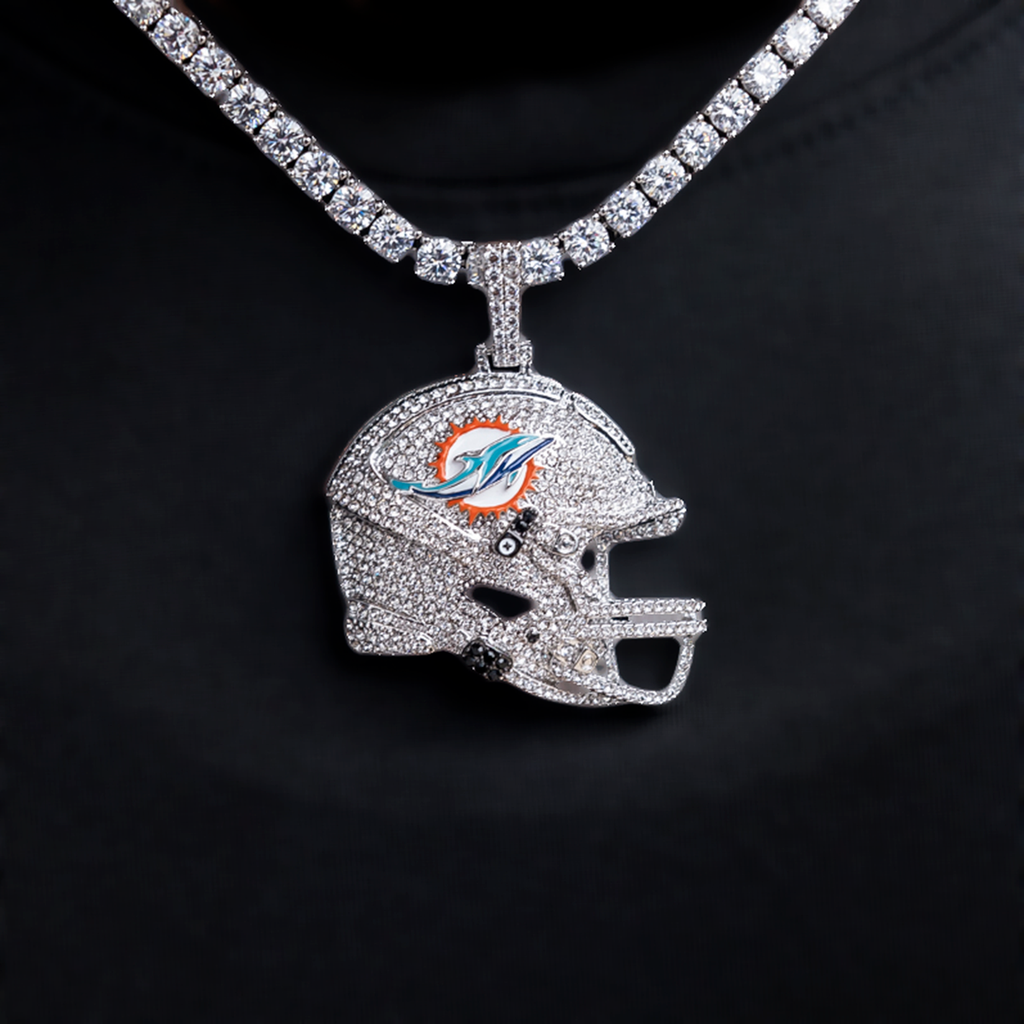 2025 Miami Dolphins Team Helmet Pendant  - White Gold