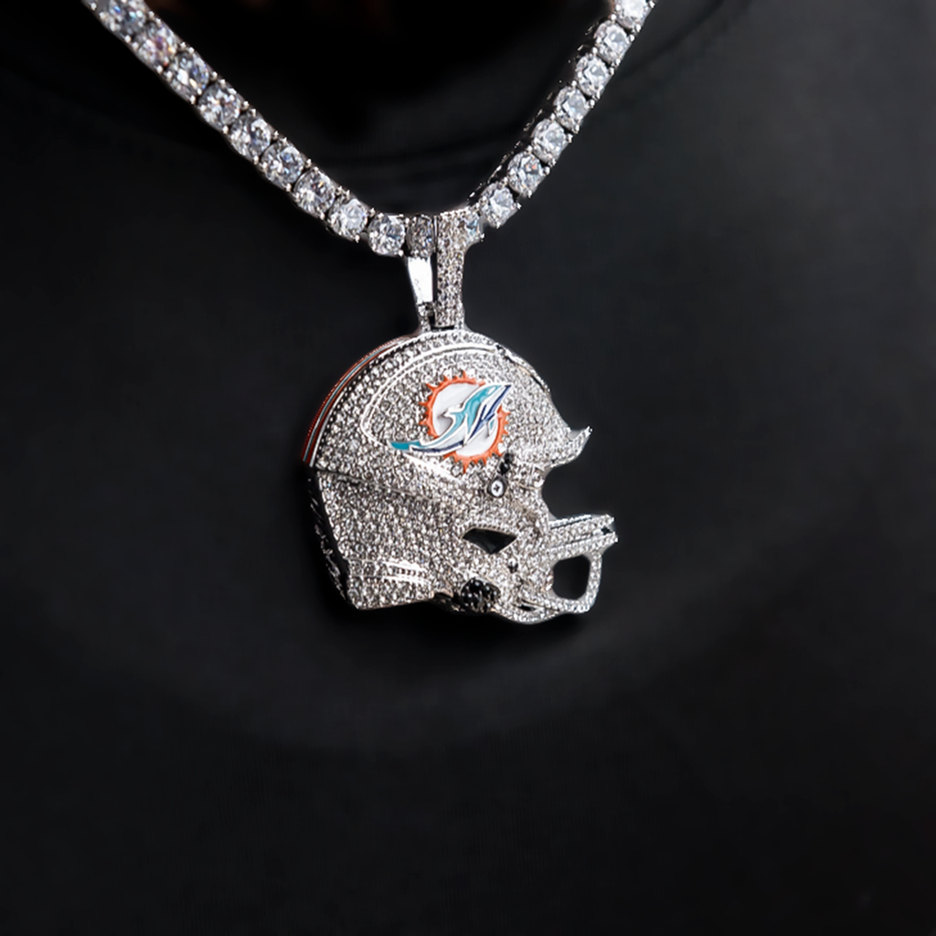 2025 Miami Dolphins Team Helmet Pendant  - White Gold