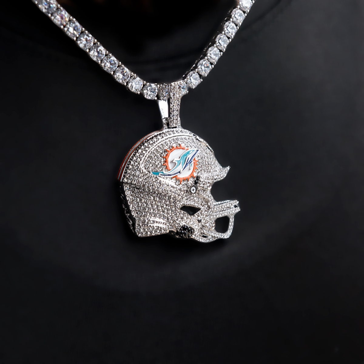2025 Miami Dolphins Team Helmet Pendant  - White Gold