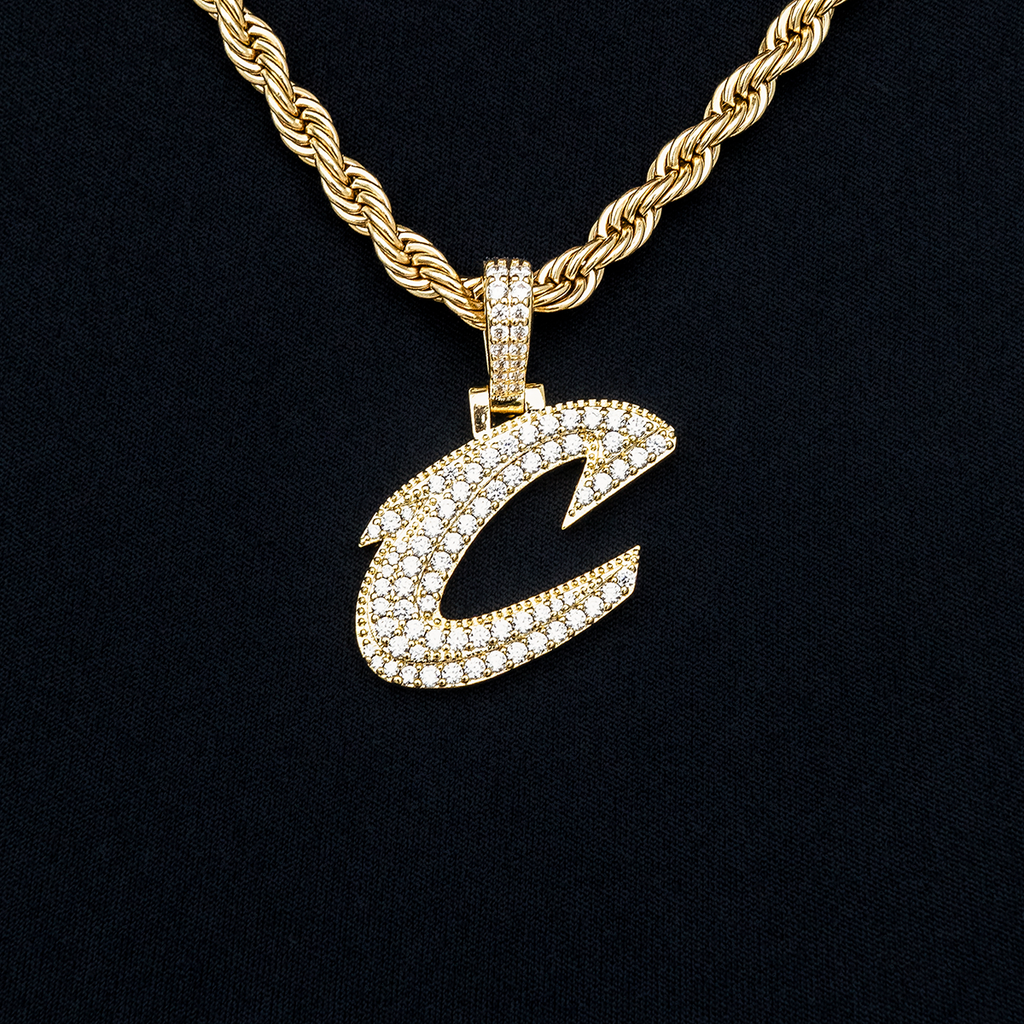Cleveland Cavaliers Official NBA Micro Logo Pendant in Yellow Gold