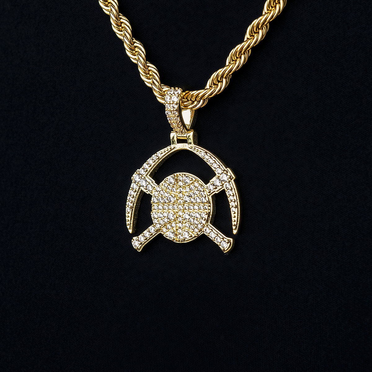 Denver Nuggets Official NBA Micro Logo Pendant in Yellow Gold