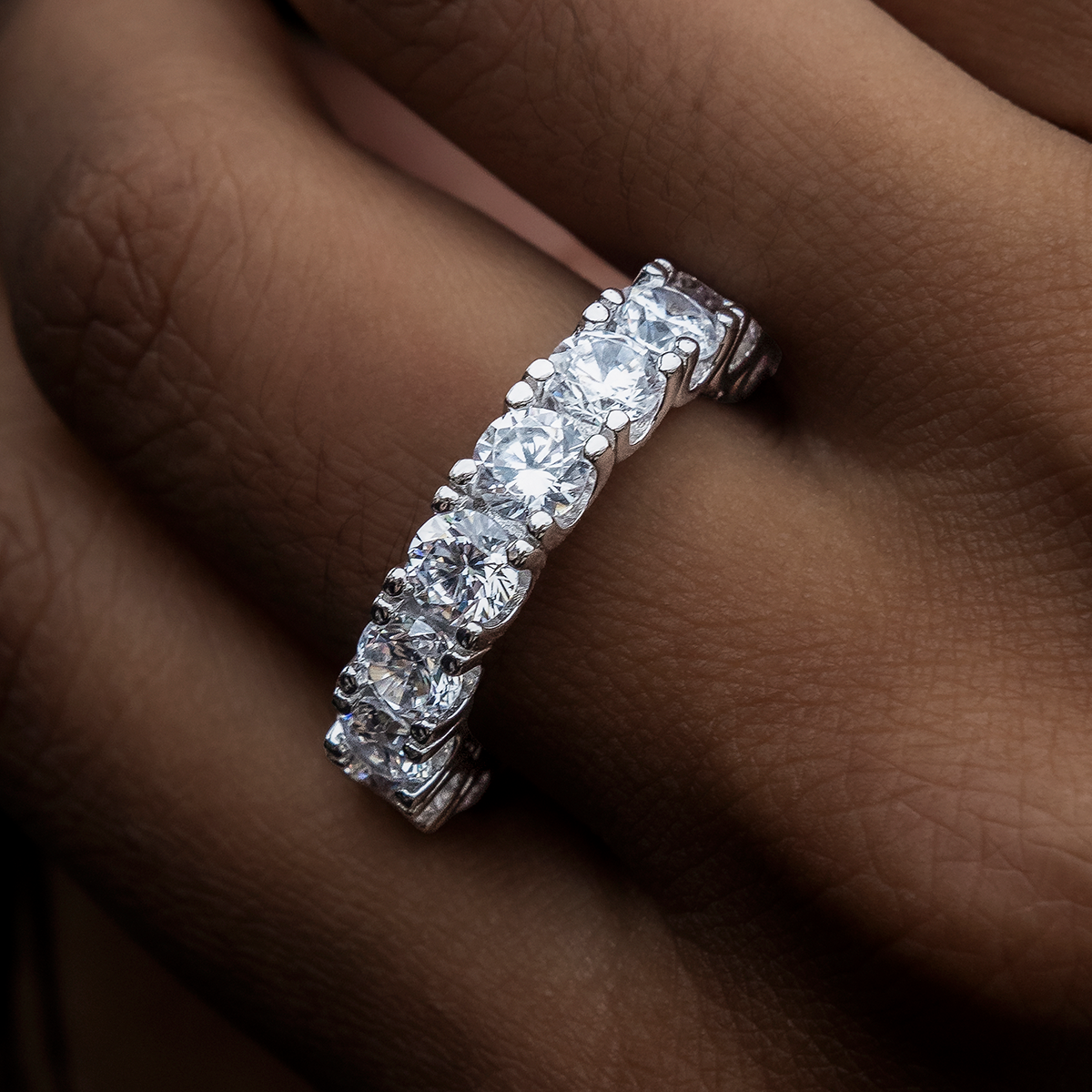 Moissanite Diamond Band Ring in Sterling Silver - 5mm