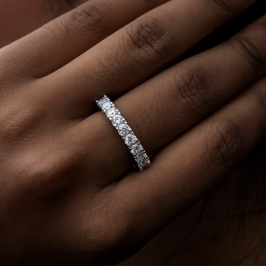 3mm Eternity Band Ring in White Gold Vermeil