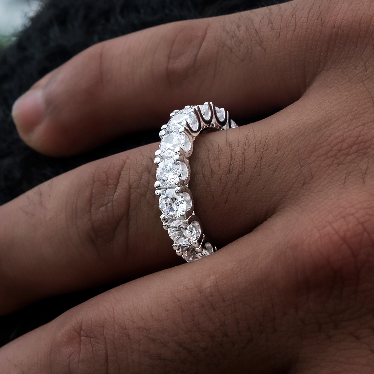 5mm Eternity Band Ring in White Gold Vermeil