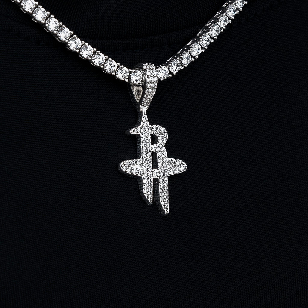 Houston Rockets Official NBA Micro Logo Pendant in White Gold