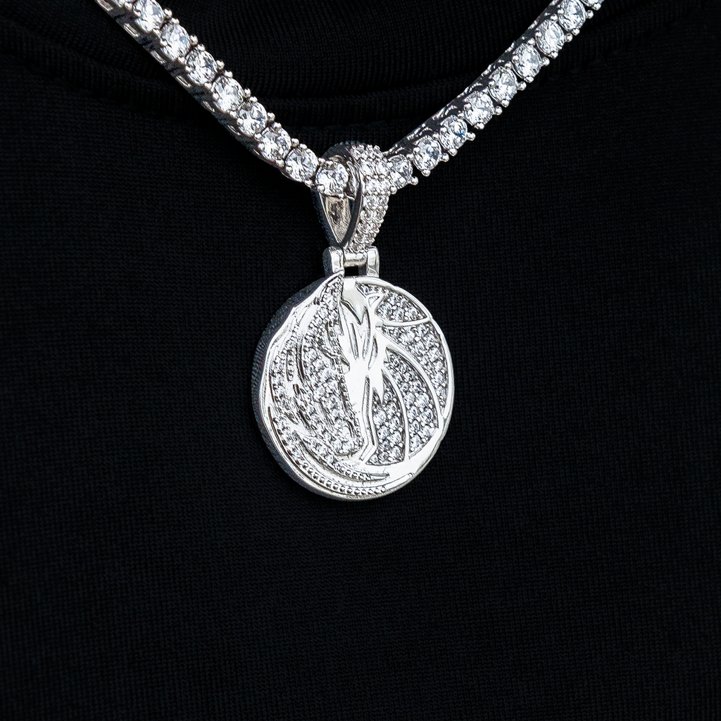 Dallas Mavericks Official NBA Micro Logo Pendant in White Gold