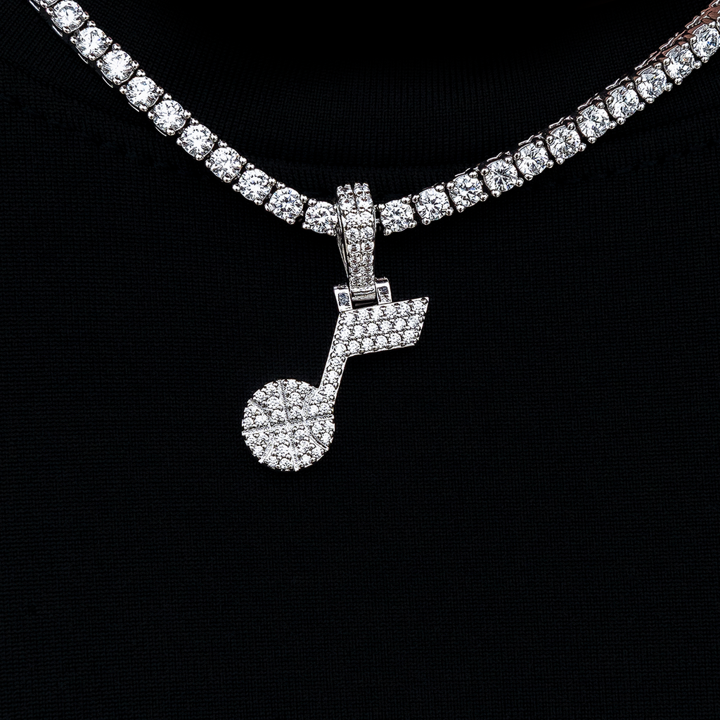 Utah Jazz Official NBA Micro Logo Pendant in White Gold