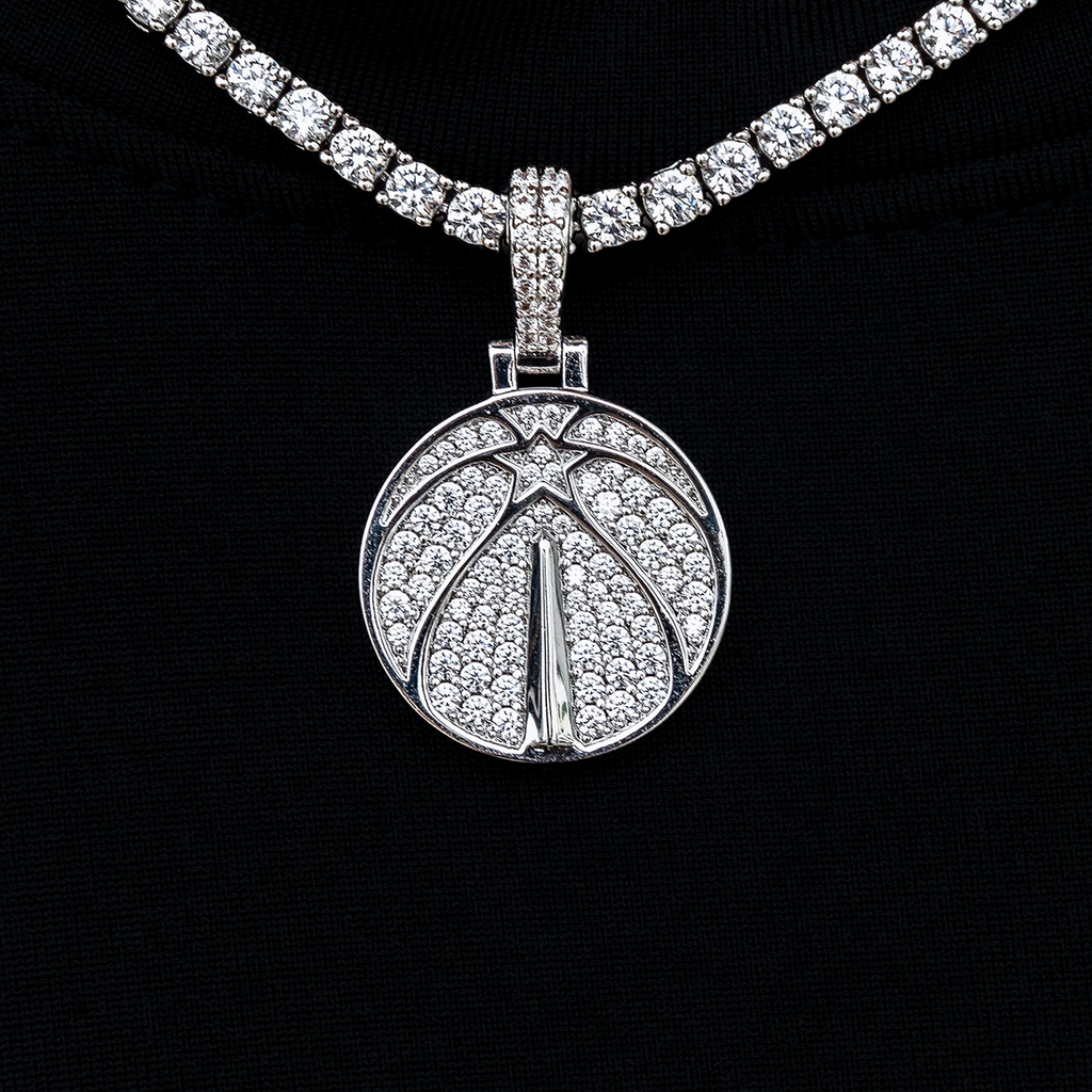 Washington Wizards Official NBA Micro Logo Pendant in White Gold