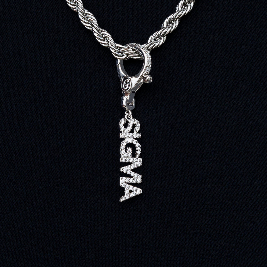 "Sigma" Clip On Charm Pendant in White Gold