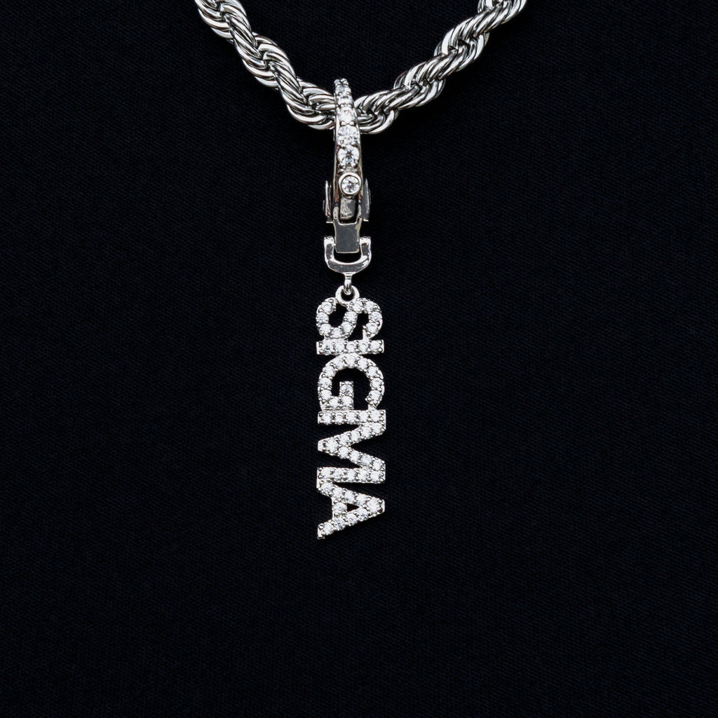 "Sigma" Clip On Charm Pendant in White Gold