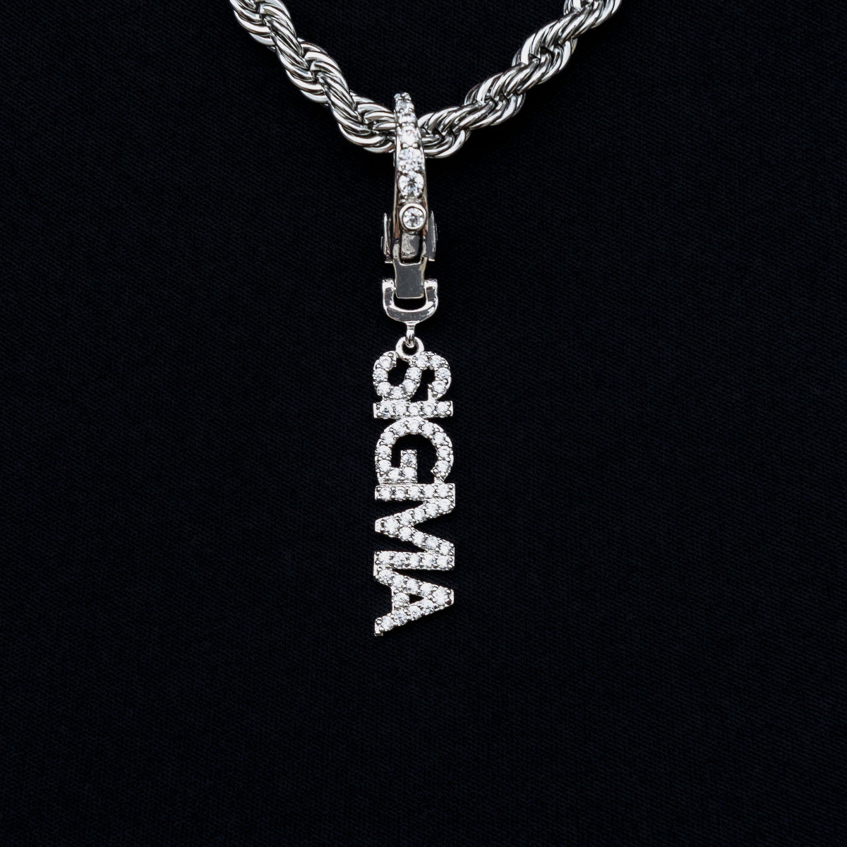 "Sigma" Clip On Charm Pendant in White Gold