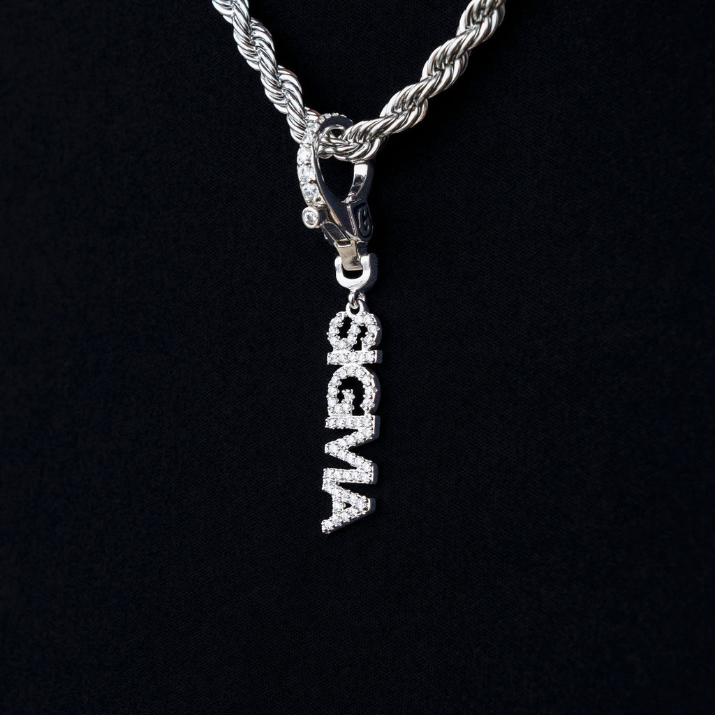 "Sigma" Clip On Charm Pendant in White Gold