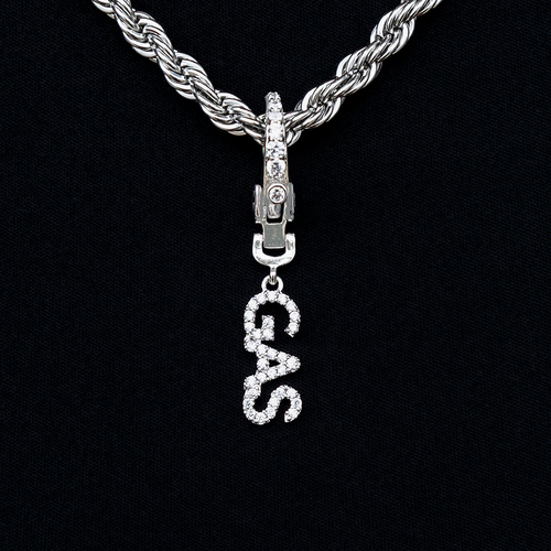 "Gas" Clip On Pendant in White Gold