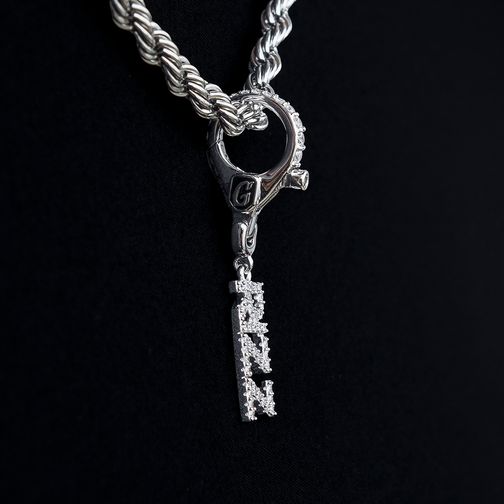"Rizz" Clip On Pendant in White Gold