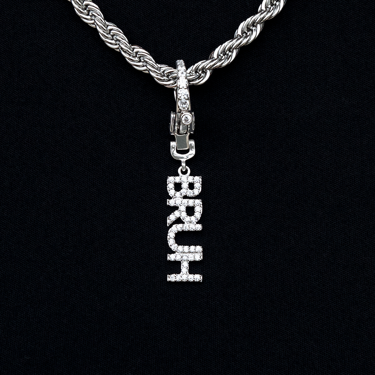 "Bruh" Clip On Charm Pendant in White Gold