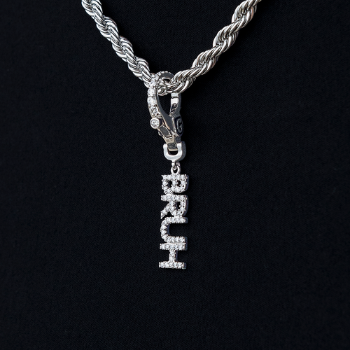 "Bruh" Clip On Charm Pendant in White Gold