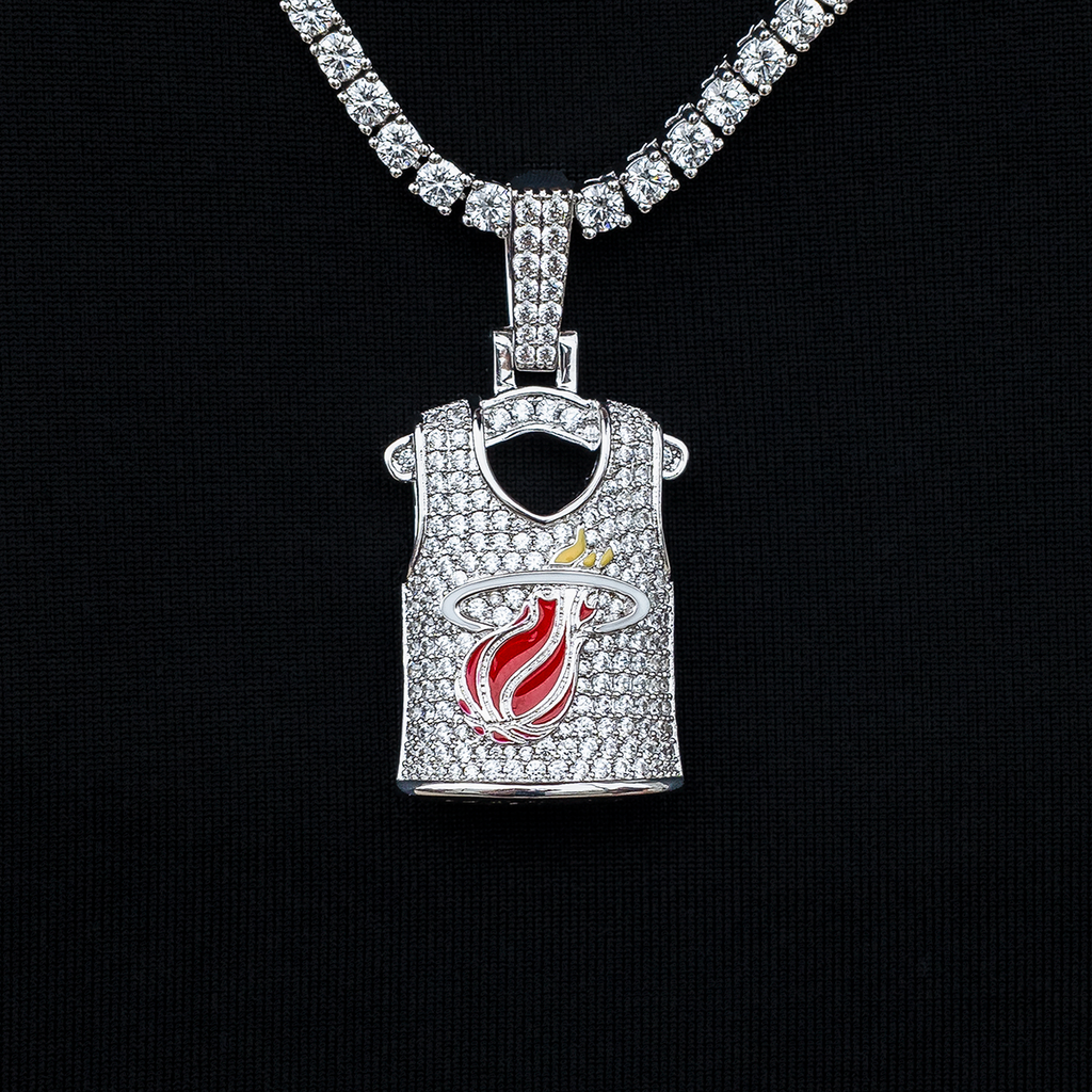 Miami Heat Official NBA Jersey Pendant - White Gold