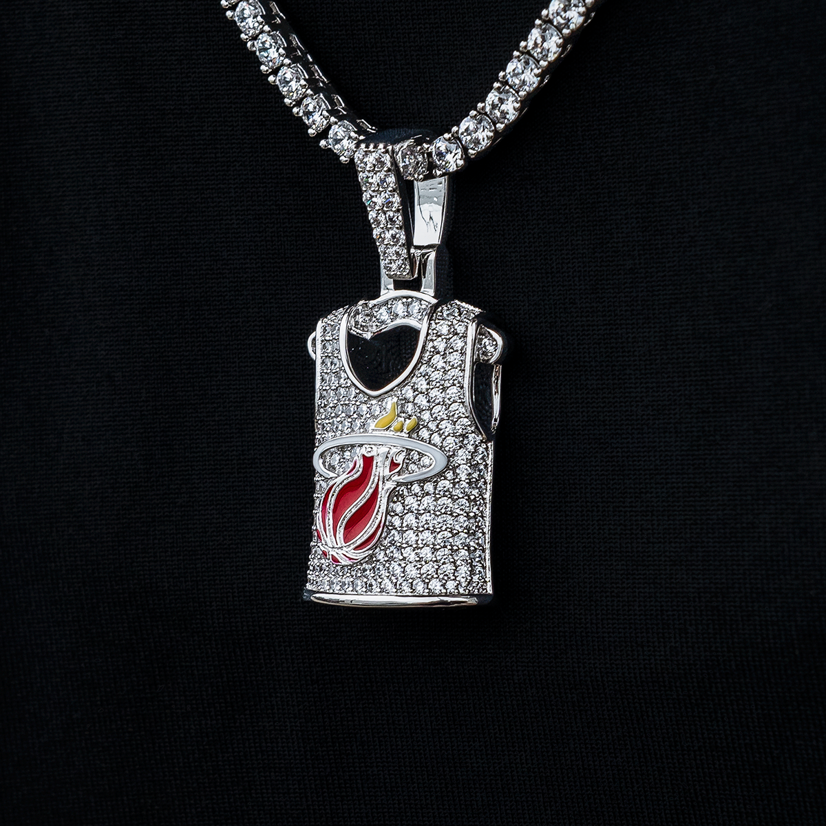 Miami Heat Official NBA Jersey Pendant - White Gold