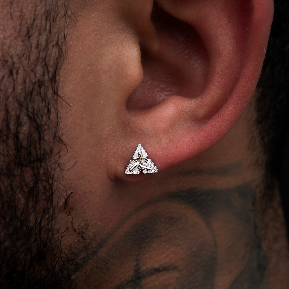 Diamond Triangle Stud Earrings - White Gold