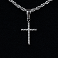 Micro Twisted Rope Cross Pendant in White Gold