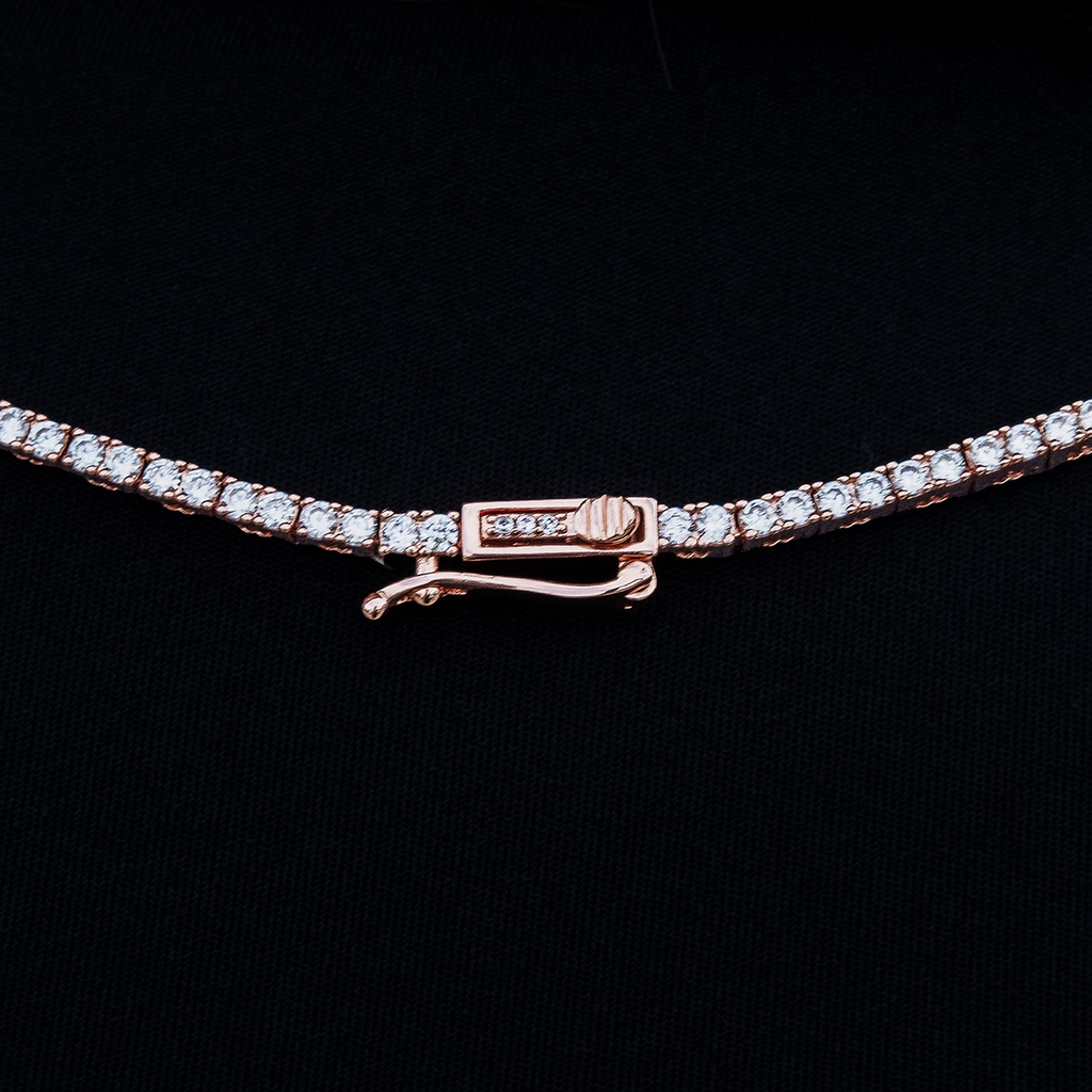 GLD Diamond Tennis Necklace in Rose Gold- 2mm