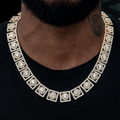 Layered Halo Diamond Link Chain in Yellow Gold