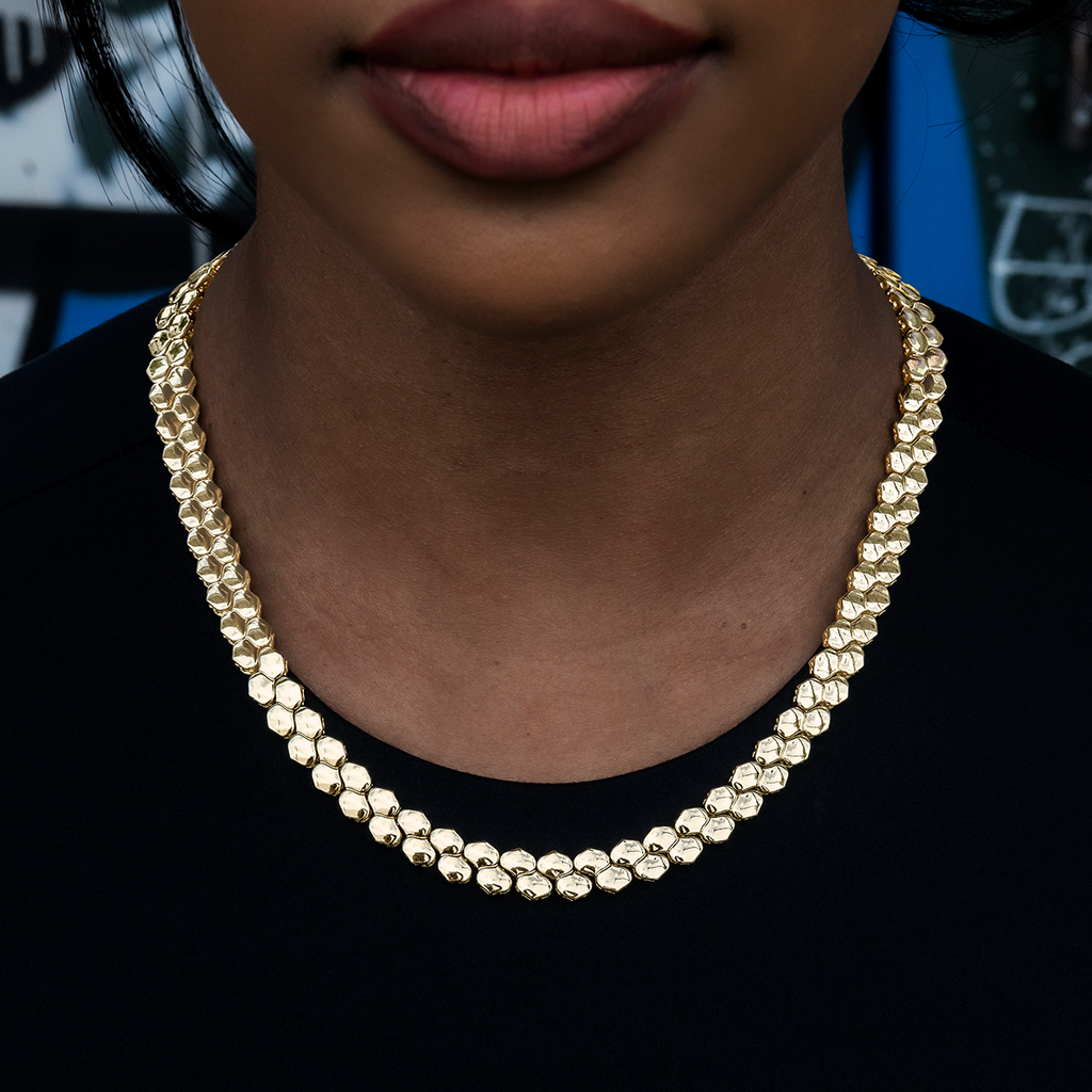 Flat Snake Link Chain in Yellow Gold -4mm