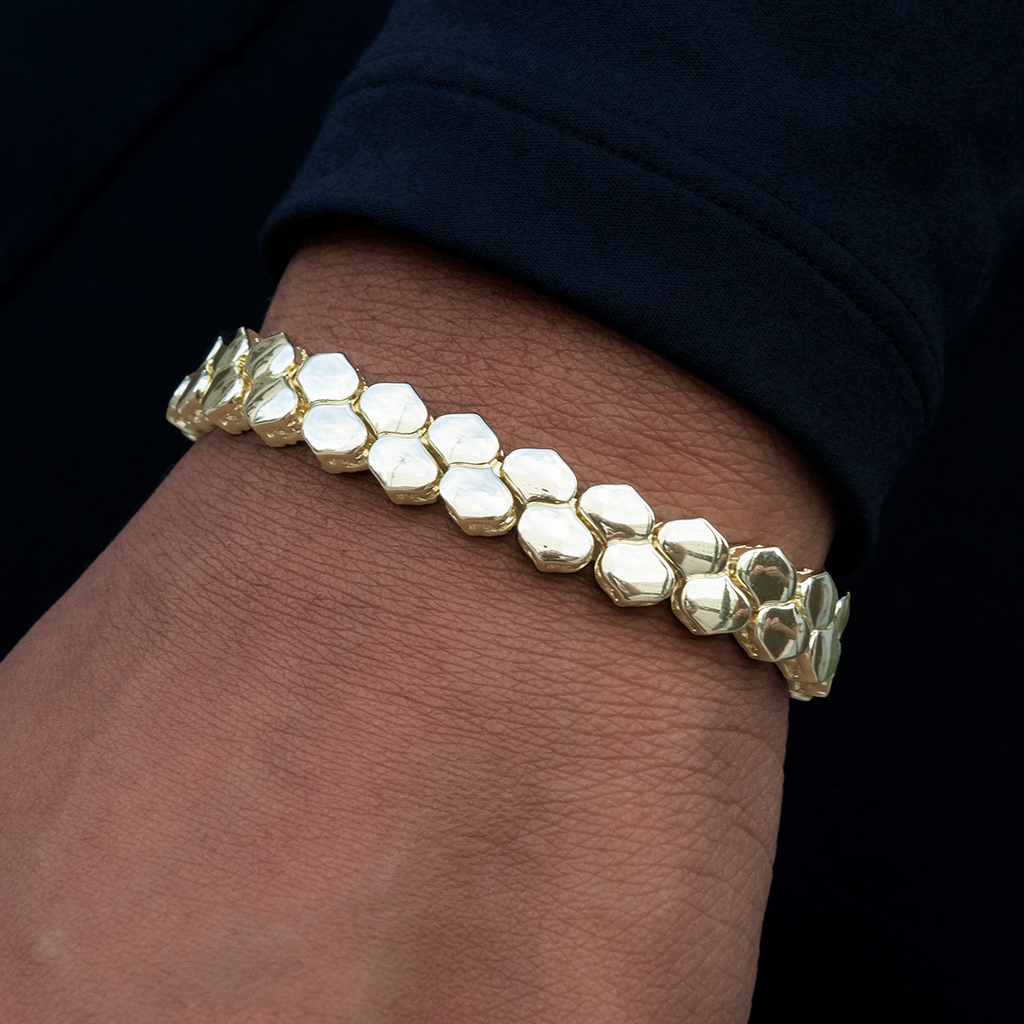Flat Snake Link Bracelet in Yellow Gold-4mm