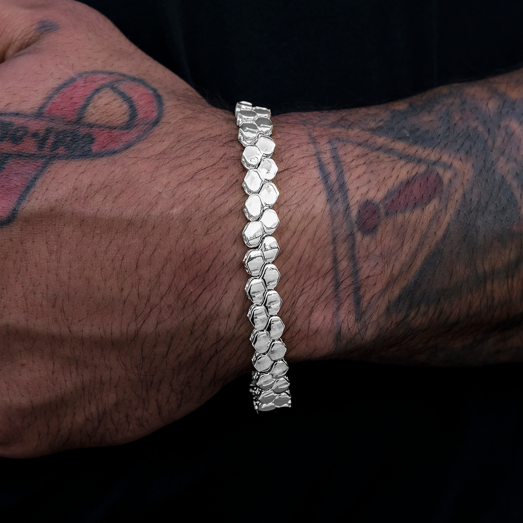 4mm Flat Snake Link Bracelet - White Gold