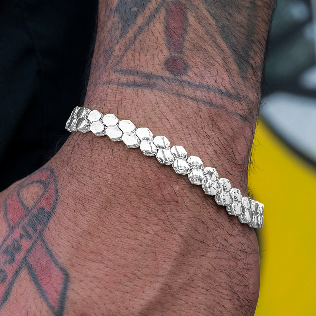 4mm Flat Snake Link Bracelet - White Gold