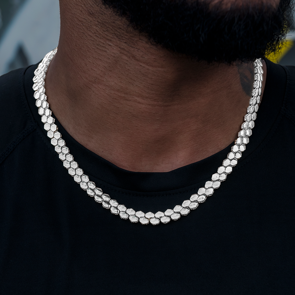 Flat Snake Link Chain in White Gold-4mm
