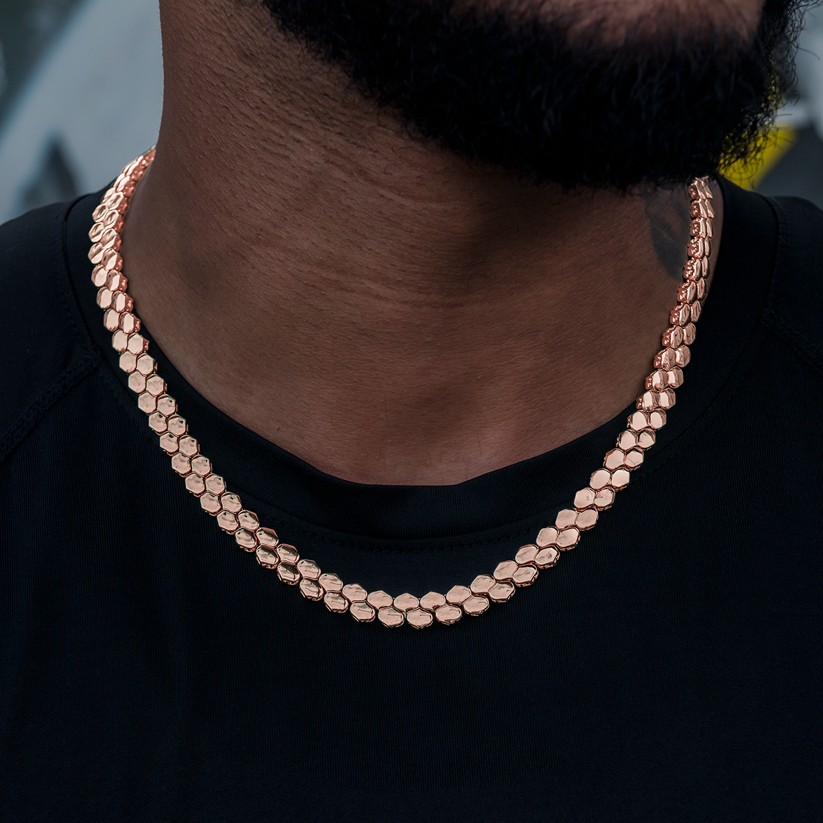 Flat Snake Link Chain in Rose Gold -4mm