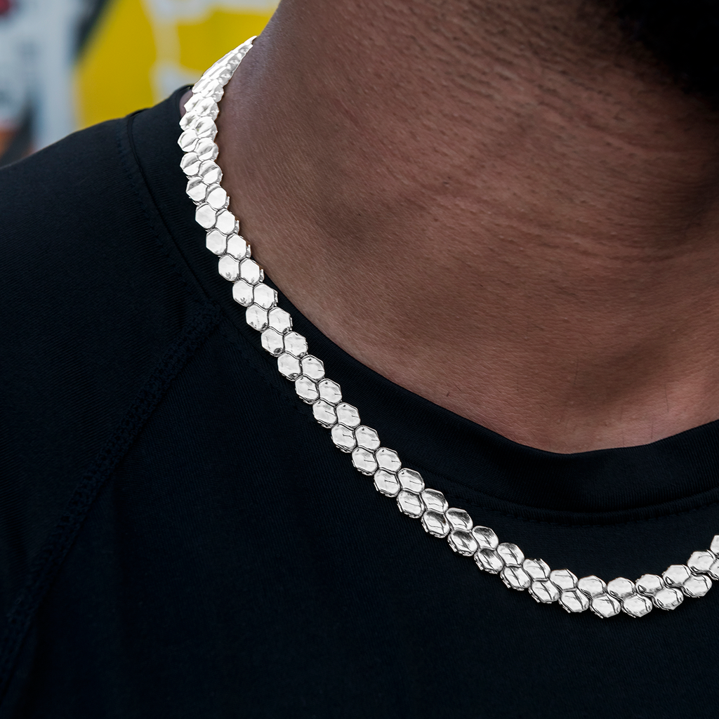 Flat Snake Link Chain in White Gold-4mm