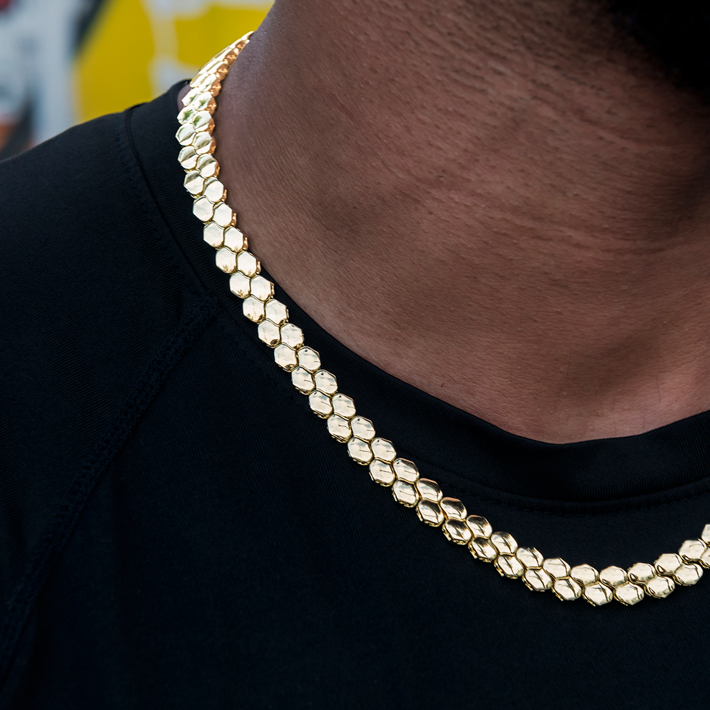 Flat Snake Link Chain in Yellow Gold -4mm