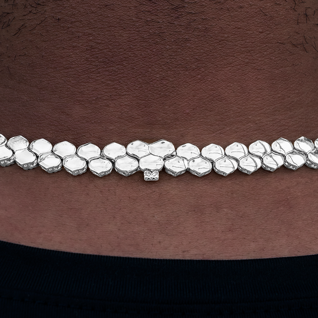 Flat Snake Link Chain in White Gold-4mm