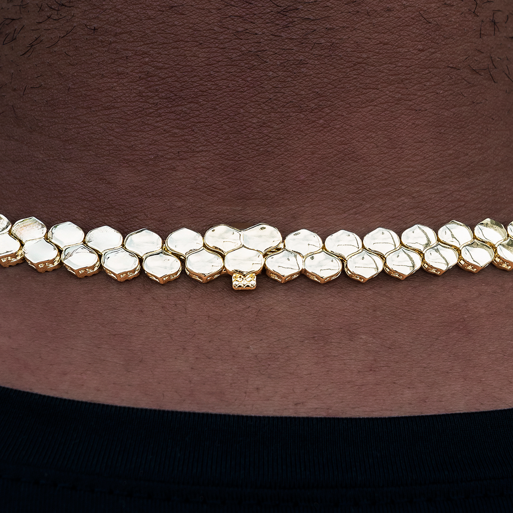 Flat Snake Link Chain in Yellow Gold -4mm