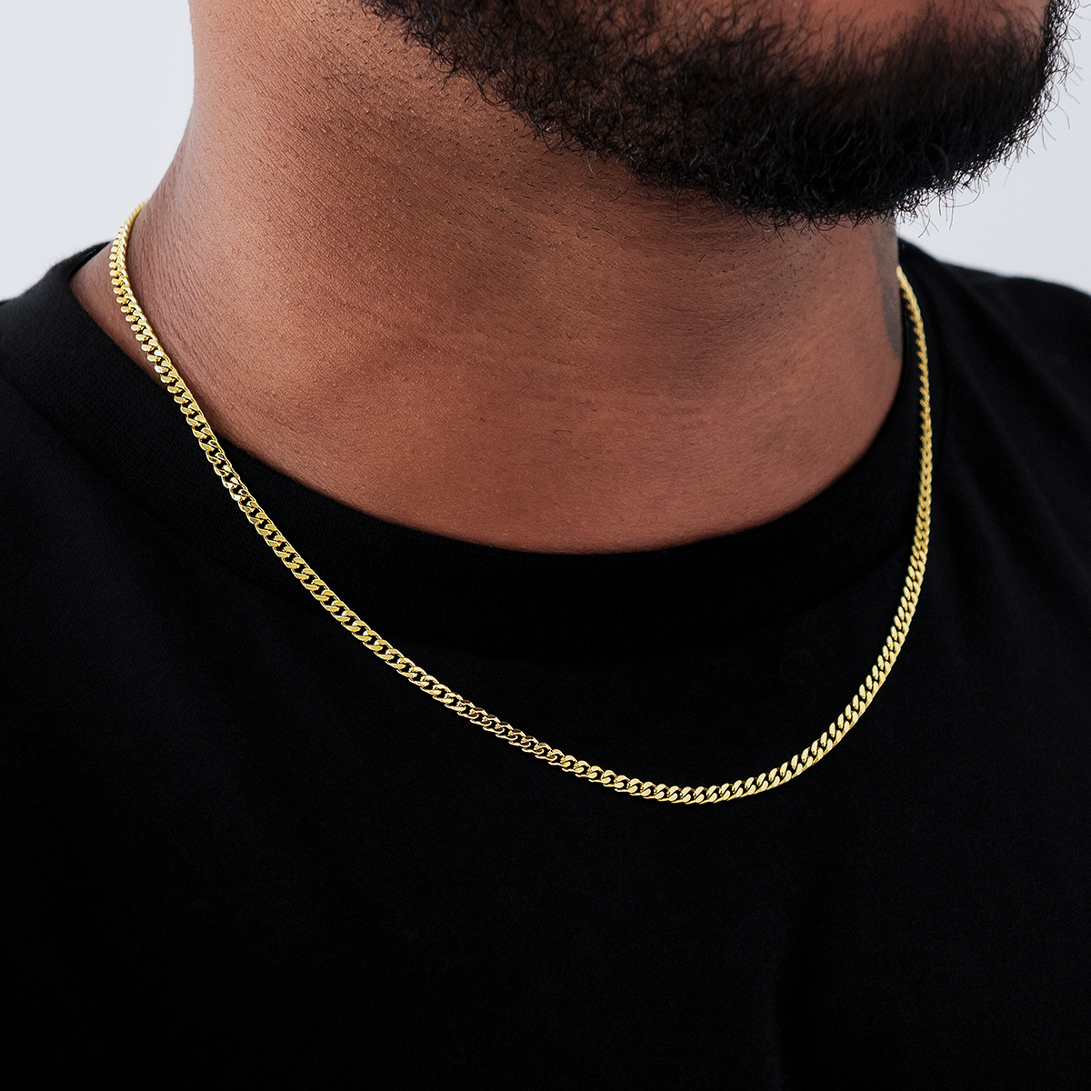 GLD Micro Cuban Chain in Yellow Gold- 3mm