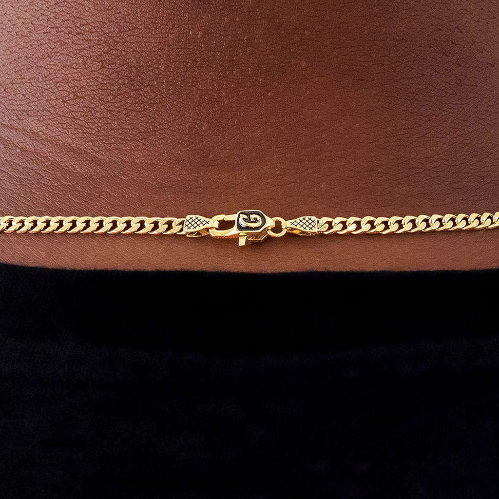 GLD Micro Cuban Chain in Yellow Gold- 3mm