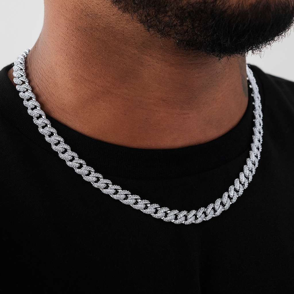 GLD Diamond Cuban Chain in White Gold - 8.5mm