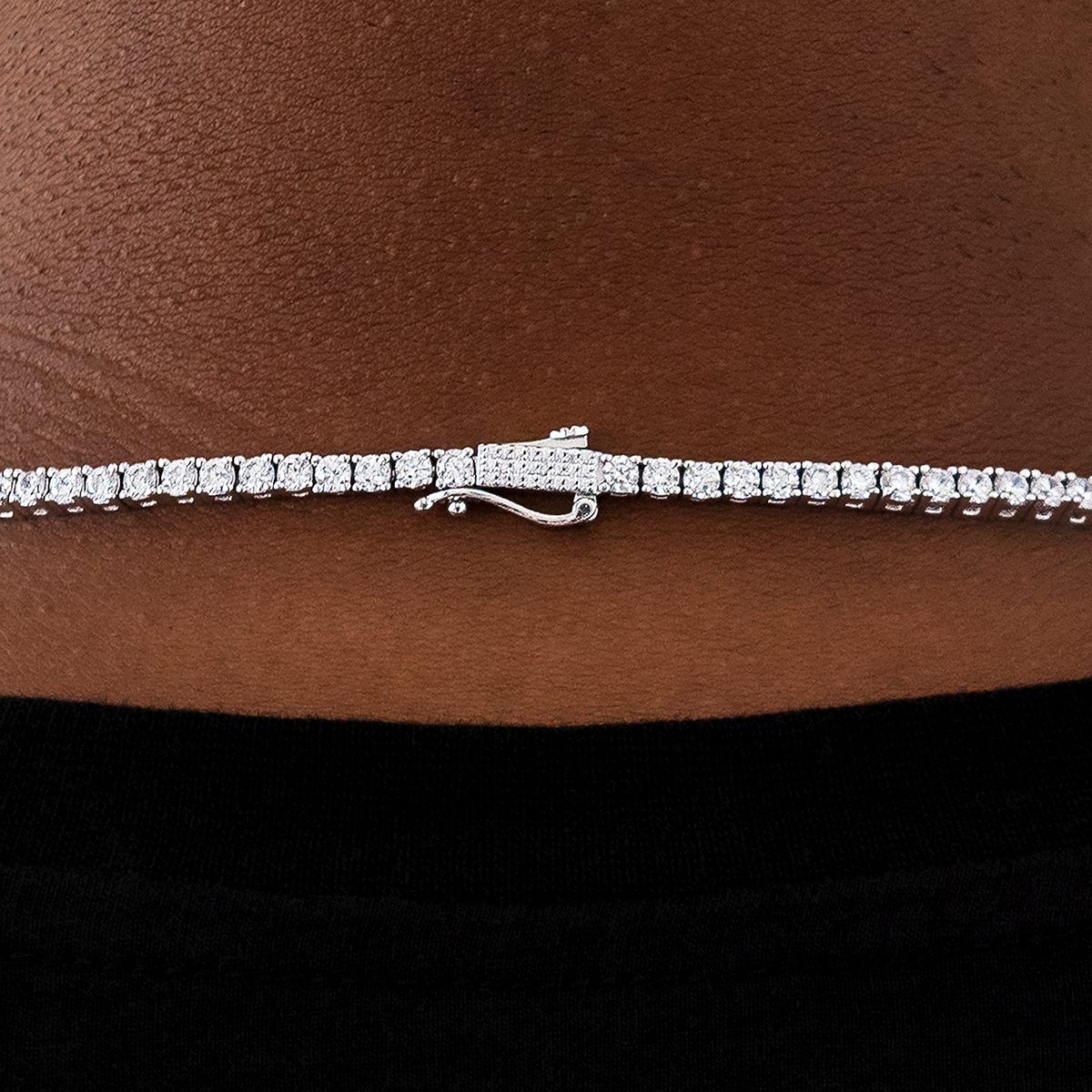 Diamond Cross Pendant + Diamond Tennis Chain in White or Yellow Gold - 3mm