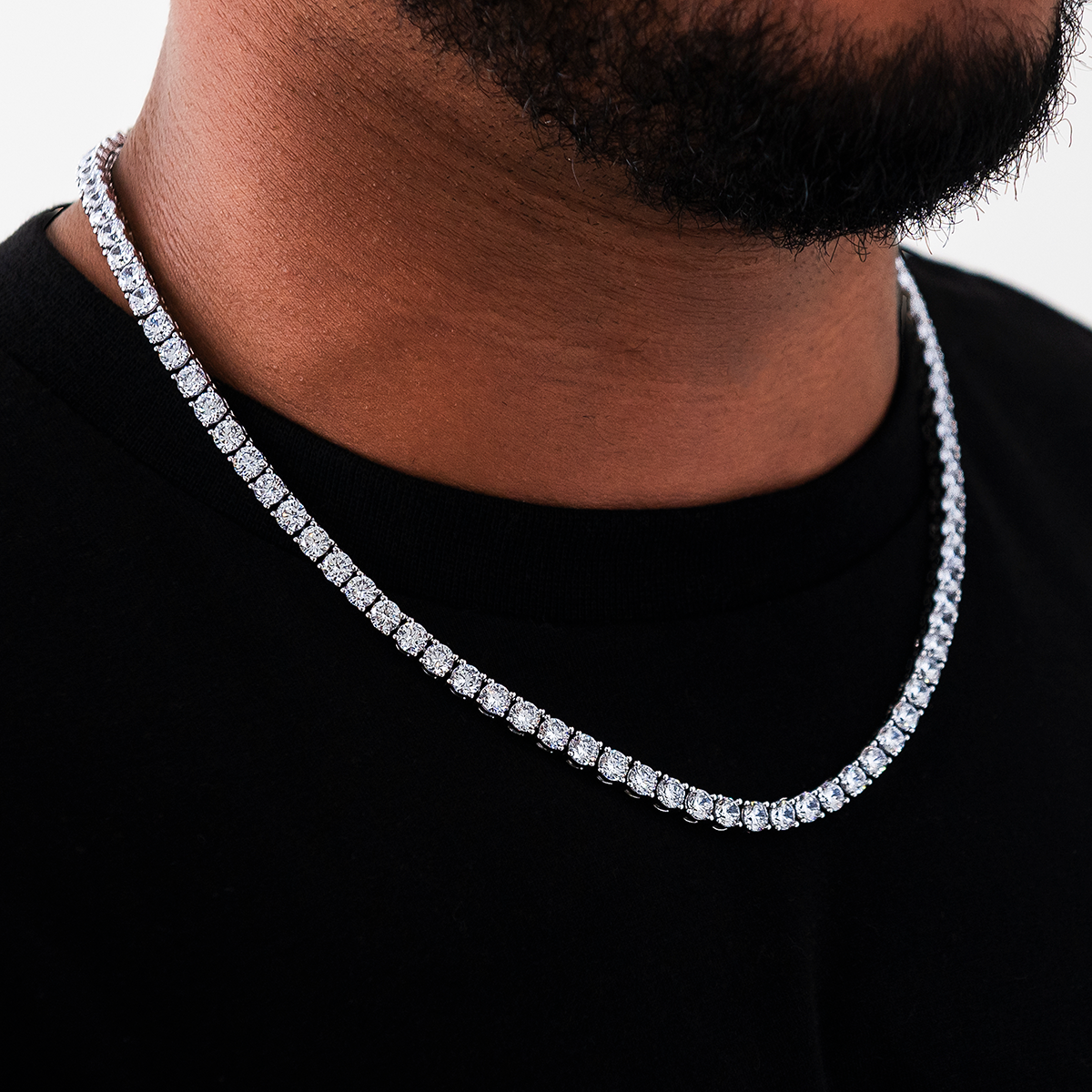 Diamond Tennis Necklace in White Gold- 5mm