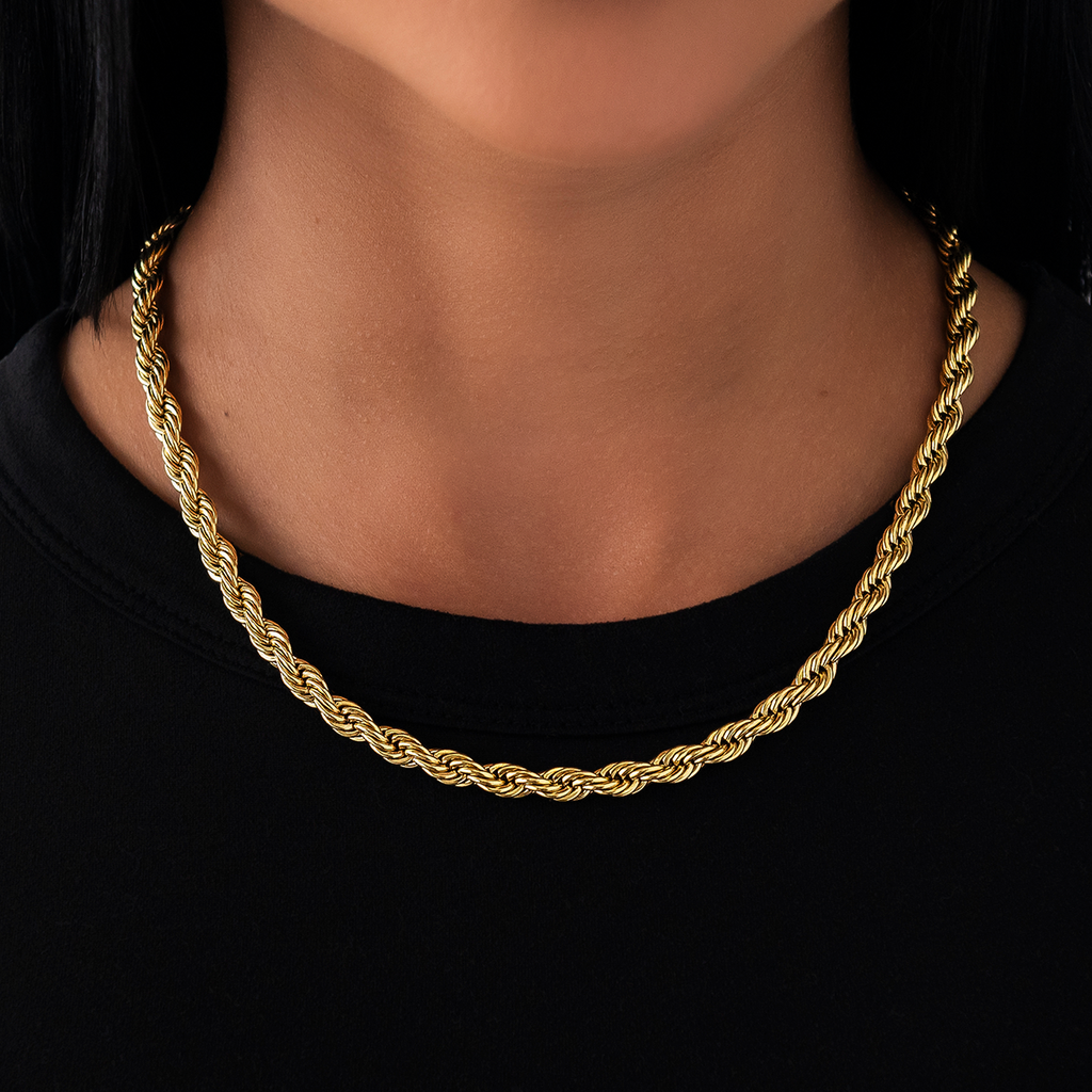 GLD Rope Necklace in Yellow Gold- 6mm