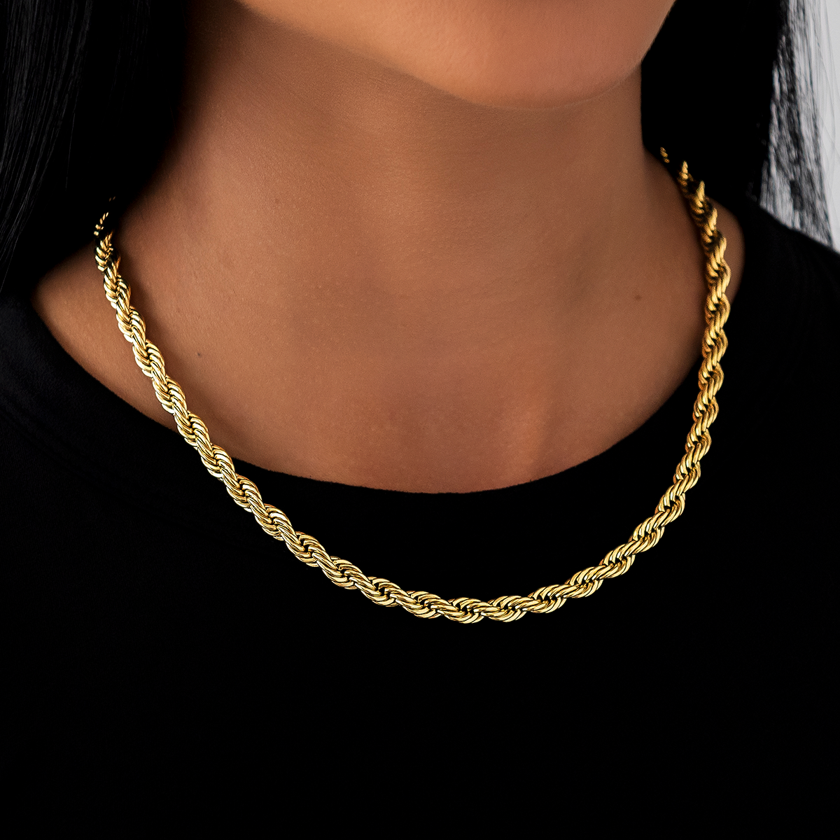 GLD Rope Necklace in Yellow Gold- 6mm